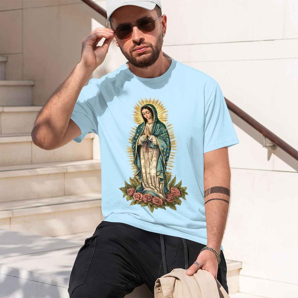 Religious Unisexs Tshirt Virgin Mary With S And Design For Faithful Wearers Spring And Summer Gift For Religious Lovers 2026 New