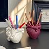 Small Human Heart Organ Shape Pen Holder 3D Realistic Heart Anatomy Model Desktop Storage Organizer for Makeup Brushes Pens