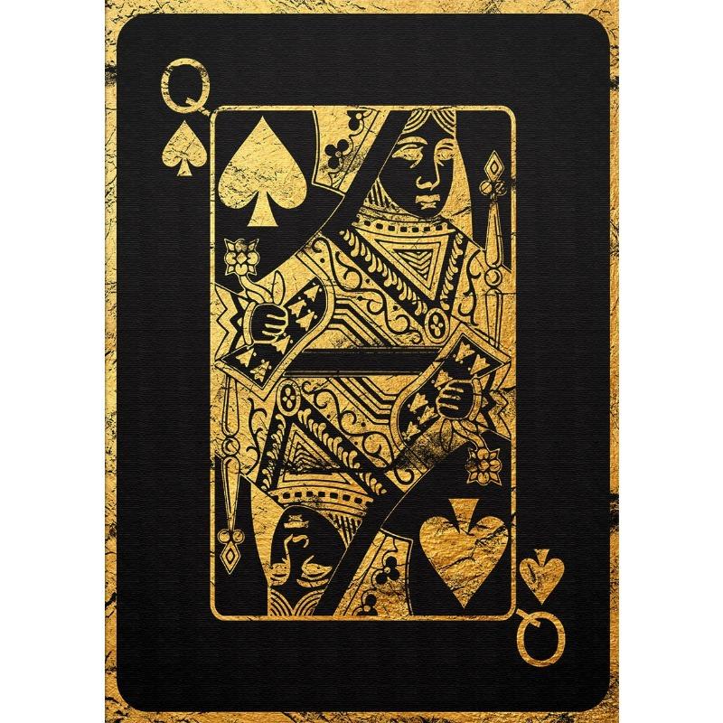 Gold Royal Flush of Spades Poster Playing Poker Cards Canvas Painting Wall Art for Cool Man Cave or Basement Game Room Decor