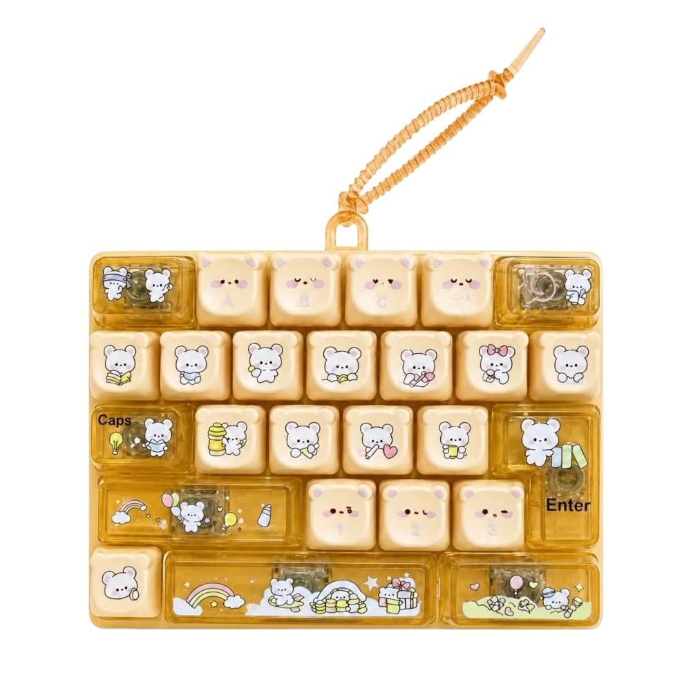 26 Keys Bear Print Mechanical Keyboard Cartoon Animal Patterns Clear Key Sounds Stress Relief Fidget Creative Gift