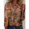 Bright Vibrant Flower 3d Graphic Print T-Shirt Women Fashion Casual Oversized Long Sleeve T-shirt Women Clothes Blossom Tops Tee