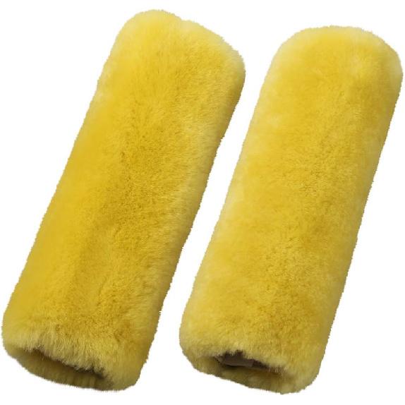 2 Pack Sheepskin Car Seat Belt Cover Pads | Wool Seatbelt Cushions | Fuzzy Soft Seat Belt Should Pad Cushion Protect Neck | Stylish Luxury Appearance