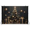 Black Christmas Tree Big Photography Background Golden Ball Shine Star Gift Photo Backdrops Baby Shooting Props Decor Photobooth