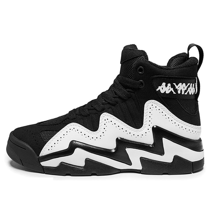 Kappa Shock Absorption Rebound High-Top Retro Basketball Shoes Women sneakers Black White K0965CC76-990