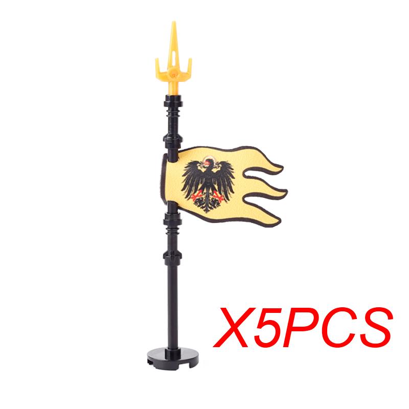 MOC Mittelalter Roter Löwe Schwarzer Adler Burg Soldat Ritter Pferd Reittier Baustein Militärfigur Weste Rüstung Fahne Spielzeug Geschenk