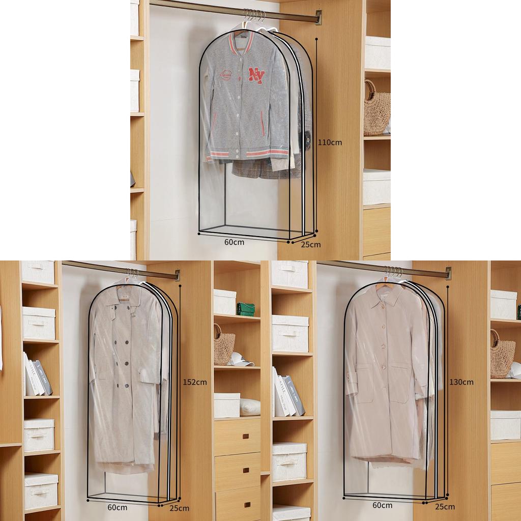 Simplified Wardrobe Clothes Cover Peva Transparent Garment Bag For Indoor Closet Organization
