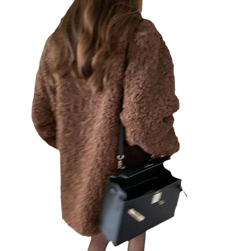 Lammwollimitat Pelzmantel Damen neuer Wollmantel verdickt mittel und lang locker Oberteil trendig