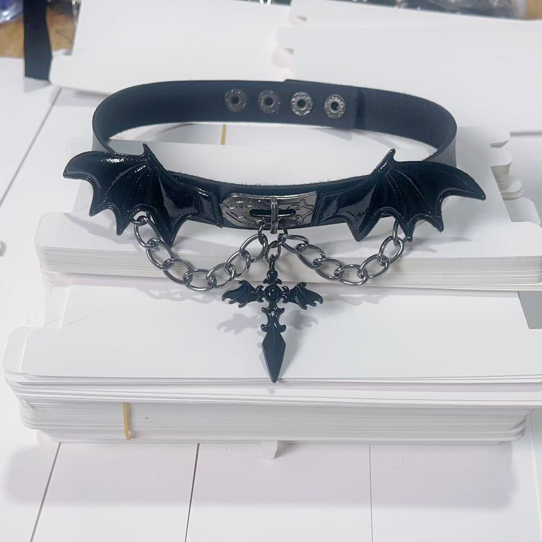 

Темный крест демон ангел ошейник ножные кольца панк ветер красотки чокер кожаное ожерелье цепочка на ключицу