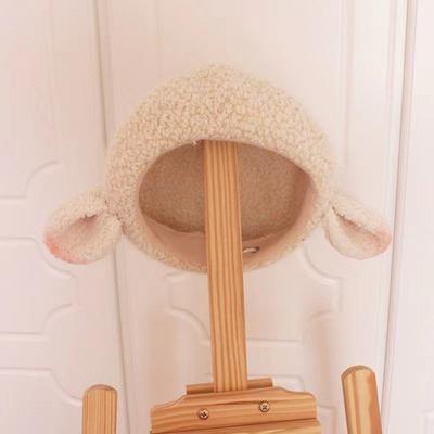 Harajuku Sweet Lolita Cute Sheep Ear Plush Beret Lamb Wool Women Girls Cosplay Hat Winter Warmer Headwear Decoration