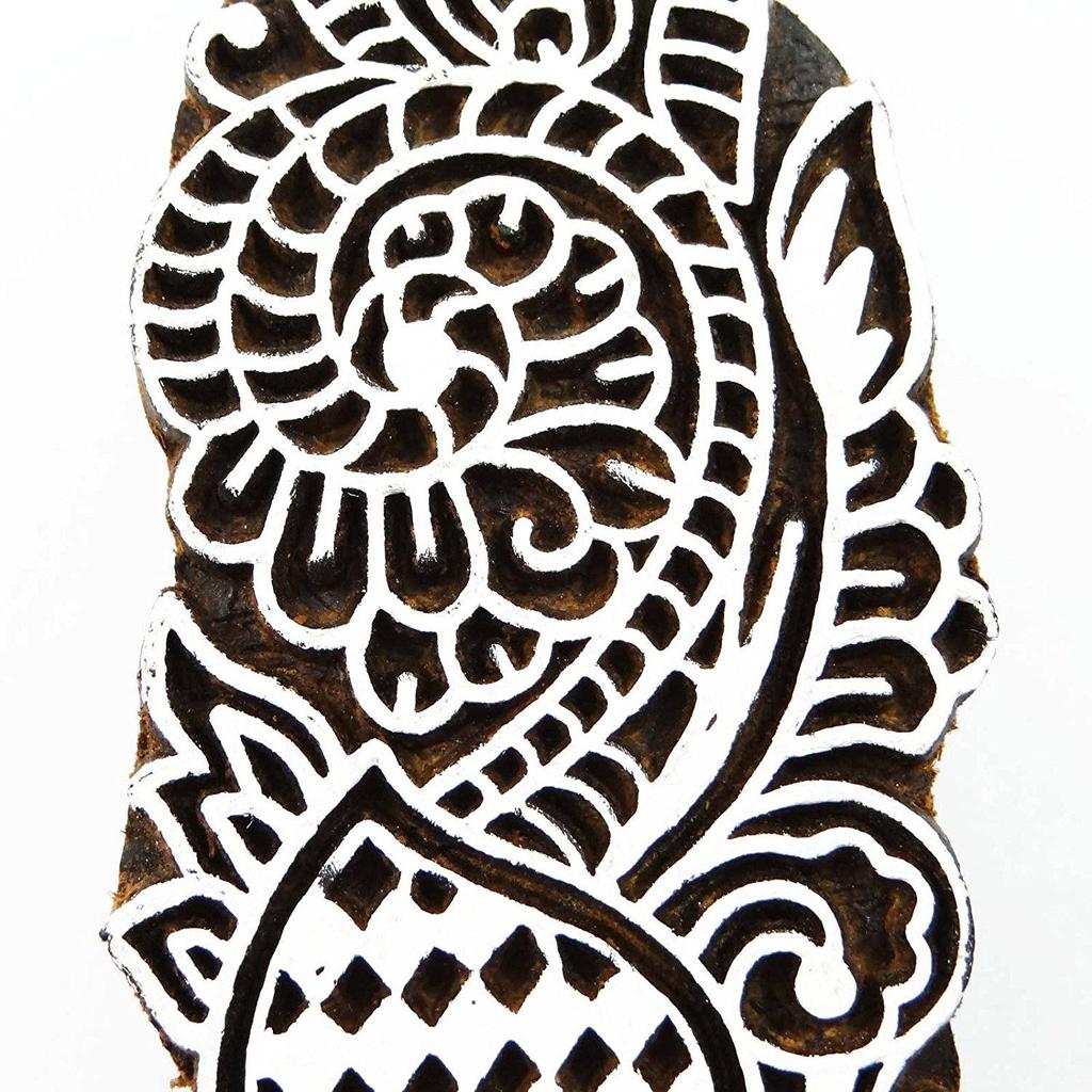 IBA Indianbeautifulart Hand Crafted Painting Block Ethnic Printing On Apparel Sari Border Wooden