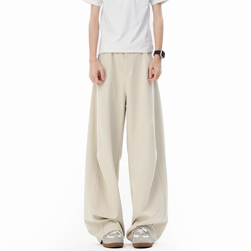 American pleated cleanfit trousers men's spring and autumn trendy brand loose straight wide-leg trousers drape casual scimitar trousers