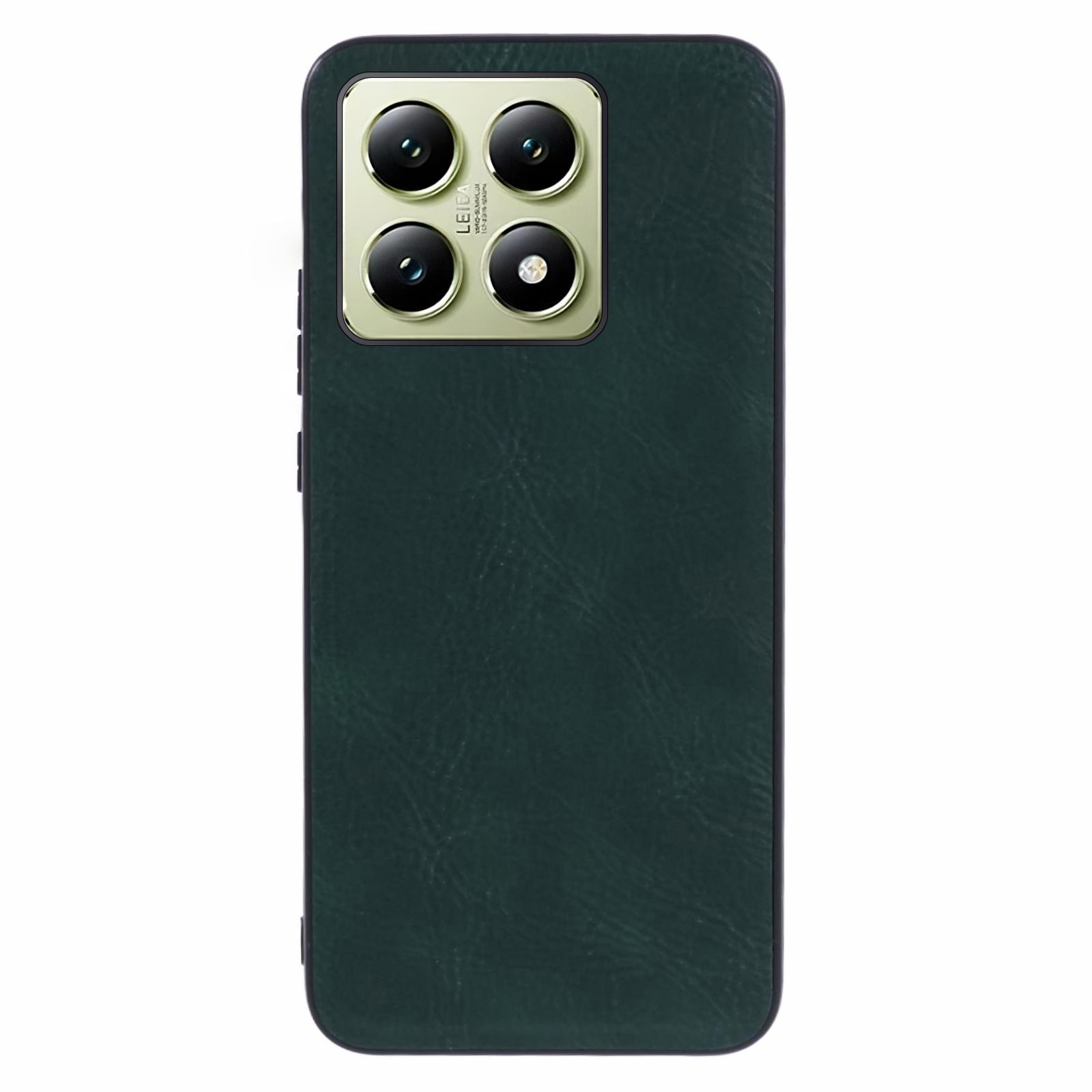 

For Xiaomi 14T Pro Case Retro Leather Coated PC+TPU Phone Cover Green