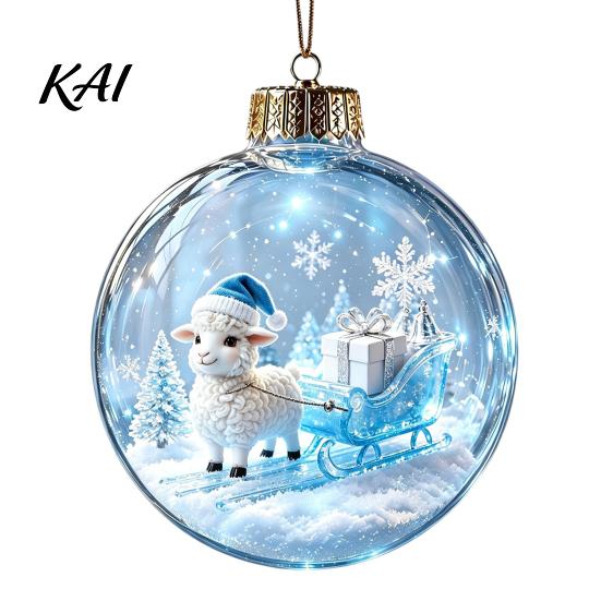 Decorative Hanging Balls Glowing Christmas Story Ornament, Light?Up Mini Holiday Scene Ball with Warm Living Room Ornaments LED Light, Clear Plastic