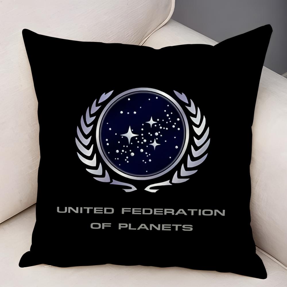 Star TTrek Ship Movie Logo Cushion Cover Natural Linen Organic Fabric DoubleSided Printing Breathable For Decor