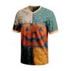 Men's Short Sleeve V-Neck T-Shirt with Halloween Print for Casual Daily Wear