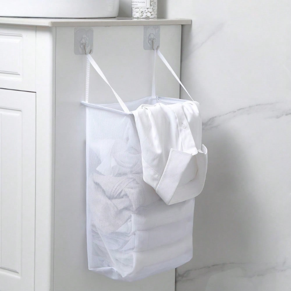 Wall Hanging Dirty Clothes Basket Household Laundry Basket No Punching Toilet Paste Storage Basket Bathroom Storage Basket Dirty Clothes Basket
