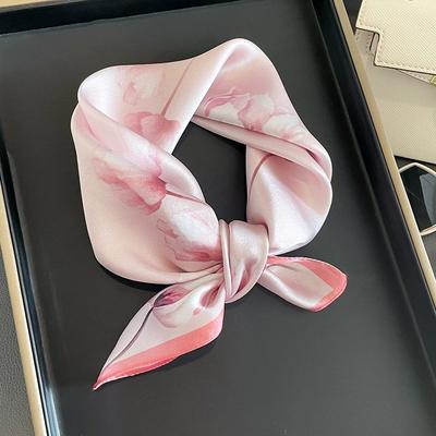 53Cm Square Pure Silk Square Scarf Elegant 100% Mulberry Silk Decorative Flower Necktie Small Neckerchief Shawl For Women
