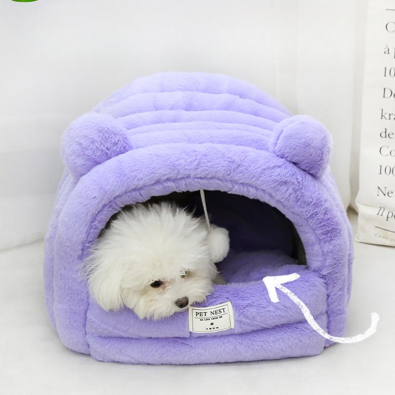 

Осенне-зимнее мультяшное утолщенное ветрозащитное и теплое закрытое гнездо для сна для котят малого и среднего размера с молоком Small 35 * 30 * 30