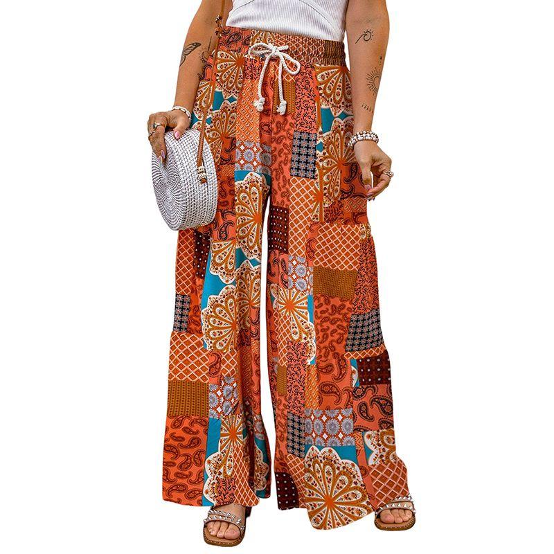 Fashion Bohemia Style Personalized Casual Pants Female 2024 Summer New Arrival Personality Slimming Printed High Waist Loose Pants