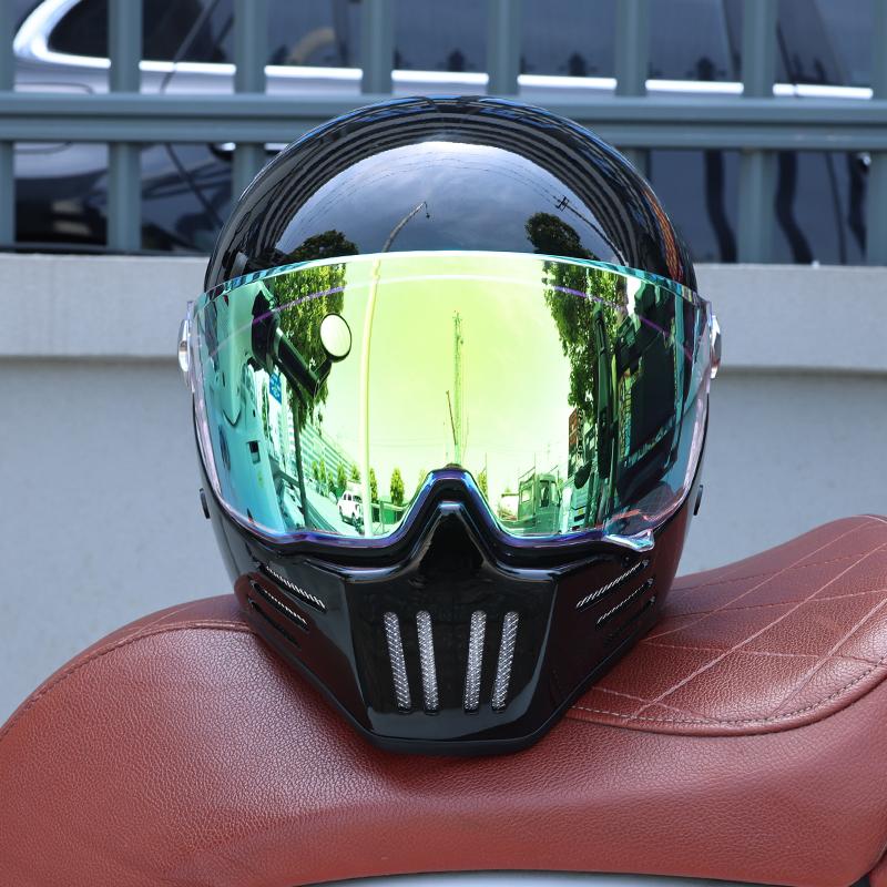 Vintage Full Face Motorcycle Helmet Men Women All Weather DOT Certified ABS Windproof Comfort Liner Motorbike Gear