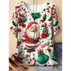 Moda para Mujer Cuello Redondo Manga Corta 3D Casual Estampado a Color Camiseta Casual de Manga Corta con Cuello Redondo