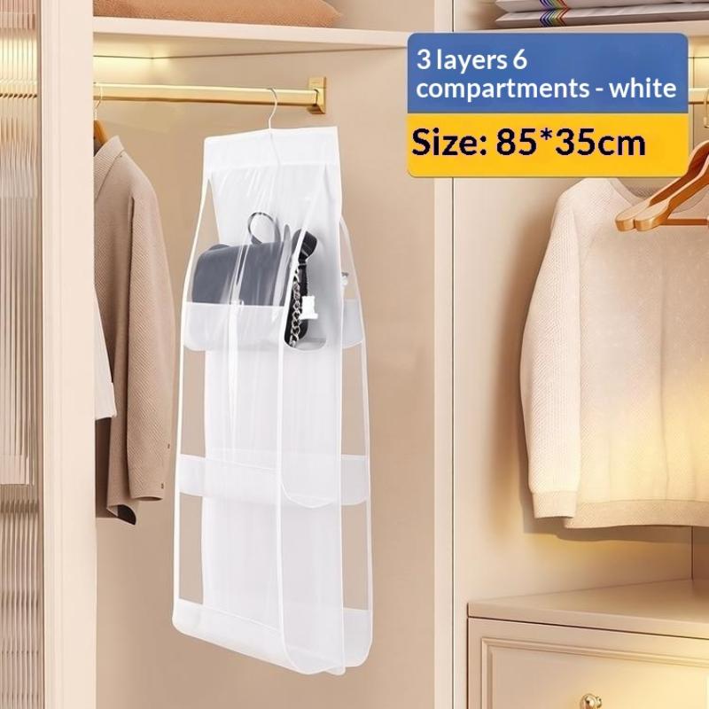 Hanging Handbag Organizer Clear Pockets Large Capacity Light Weight for Entryway Bedroom Closet Storage Use