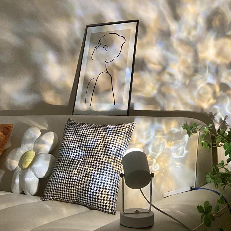 Water Ripple Table Lamp Small Night Light Light Shadow Mood Rotating Bedside Ambient Light Netflix Live Decoration Bedroom Proje