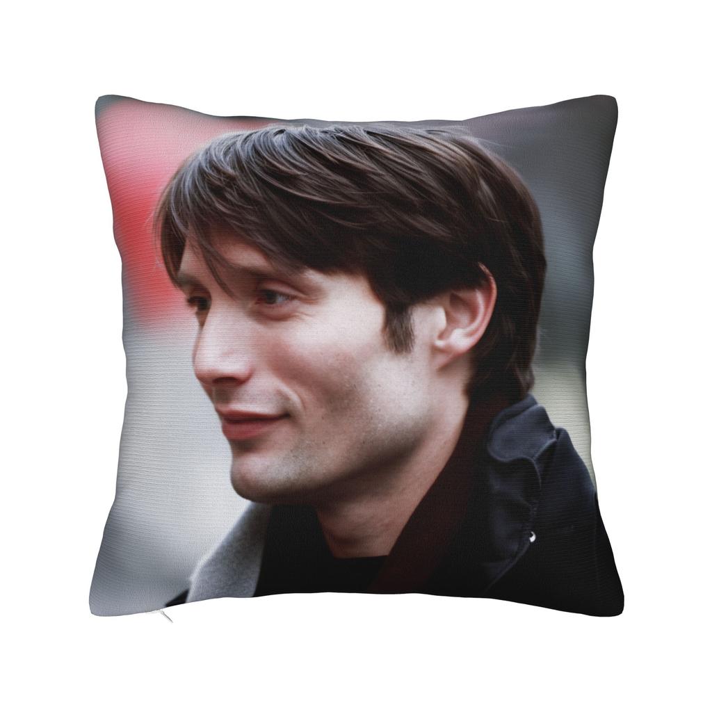 Mads Mikkelsen Hannibal Vtipný povlak na polštář Měkký povlak na polštář do kanceláře, auta, domácí dekorace Moderní povlak na polštář