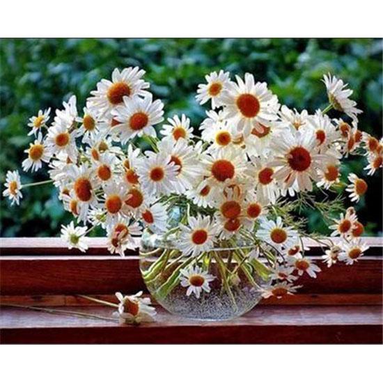 דפוס פרח HUACAN ציור יהלום תפר צלב 5D יהלום פסיפס תמונה רקמה handma