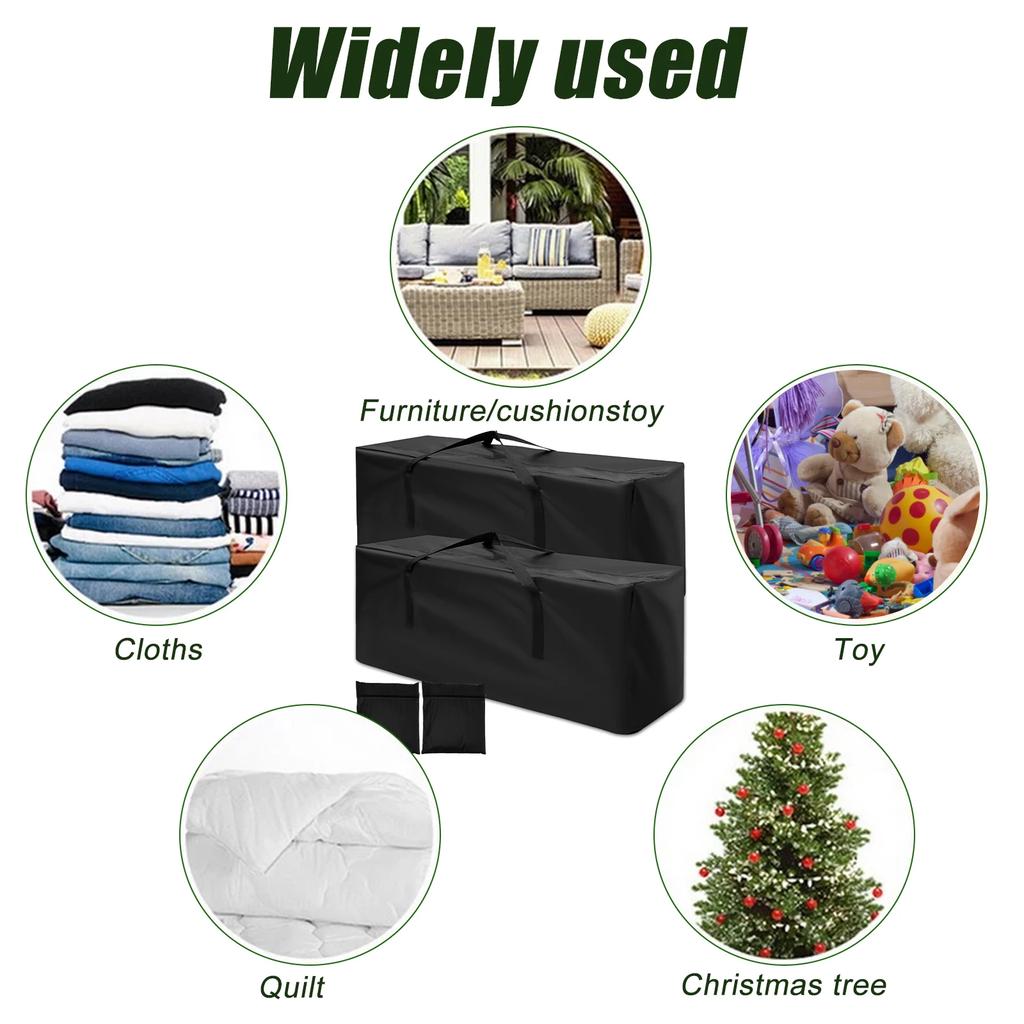 2Pcs Furniture Cushion Storage Bag Large Capacity Furniture Protective Bag Waterproof Dustproof Garden Christmas Tree Organizer