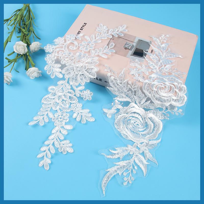 Car Bone Pair Flower Wedding Dress Evening Dress Children'S Princess Dress Patch Pair Flower Bridal Headdress Jewelry Lace Headband Material