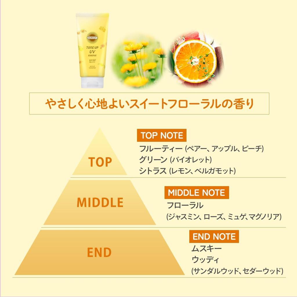 Suncut Tone Up UV Essence UV Water Resistant Lemon Yellow 80g For Face and Body Sunscreen Contains Beauty Serum Makeup Base Corrects Uneven Skin Tone