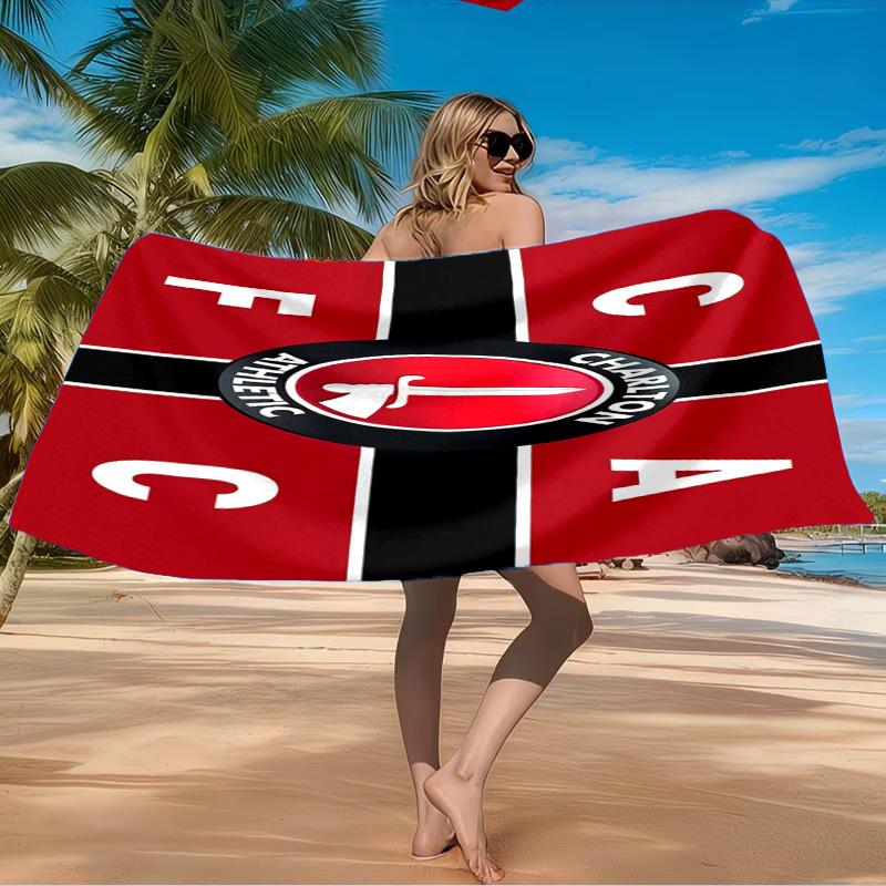 Charlton FC Crest Beach Towel Microfiber Beach Towel, Lightweight and Quick-Dry, for Summer Travel, Swimming Pool Fan Birthday Gift
