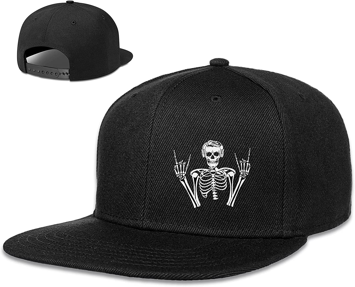 

Black Skeleton Lying Snapback Hats for Unisex Flat Bill Hat Unisexs Hats Snapback Black Baseball Cap Gift for Unisex Women