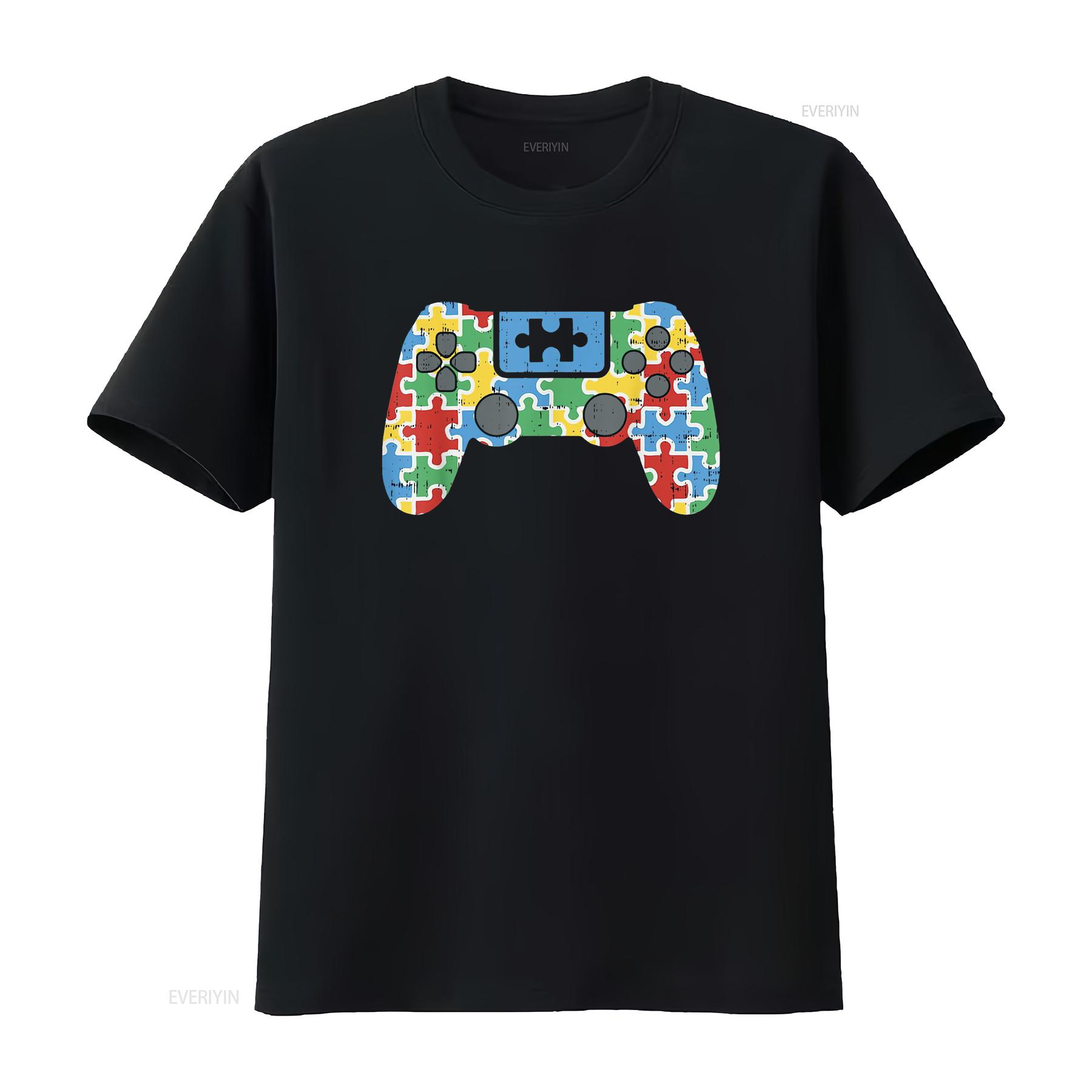 

Womens Autism Awareness Game Controller T Shirt Autistic Gamer Boys vintage Washed Versatile Casual Unisex designer clothes 4XL