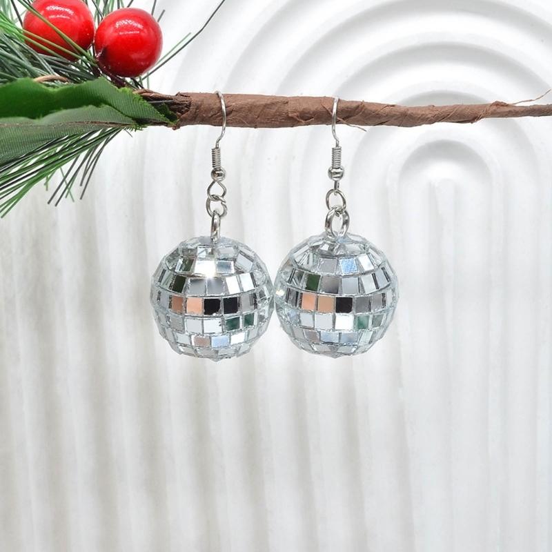 Regulowane Kolczyki LED z Potrząsającą Kulą Vintage Odblaskowe Kolczyki z Szklaną Kulą Zawieszki do Uszu Idealne na Imprezy i Prezenty