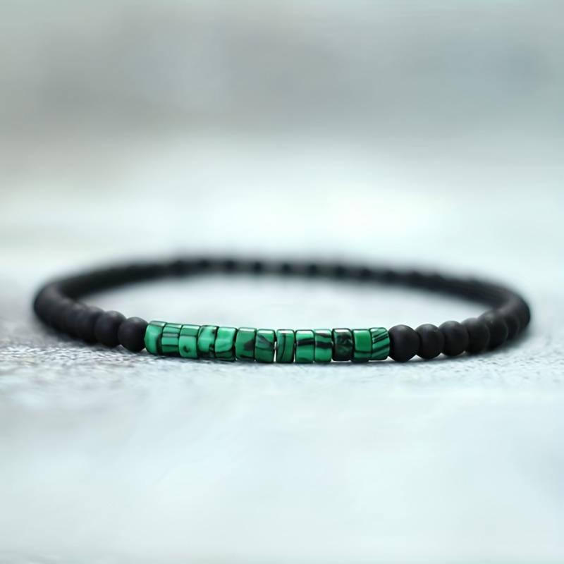 Men's Natural Stone Beaded Bracelet, Colorful Emperor Stone, Tiger Eye, Malachite Bracelet, Bohemian Style Minimalist Arm Jewelry