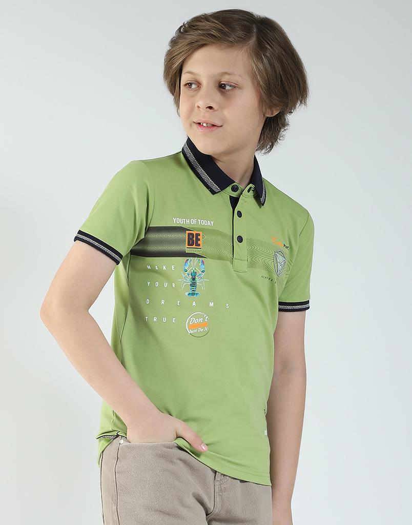 MONTE CARLO Boys's Regular Fit Printed Polo Half Sleeve T-Shirt