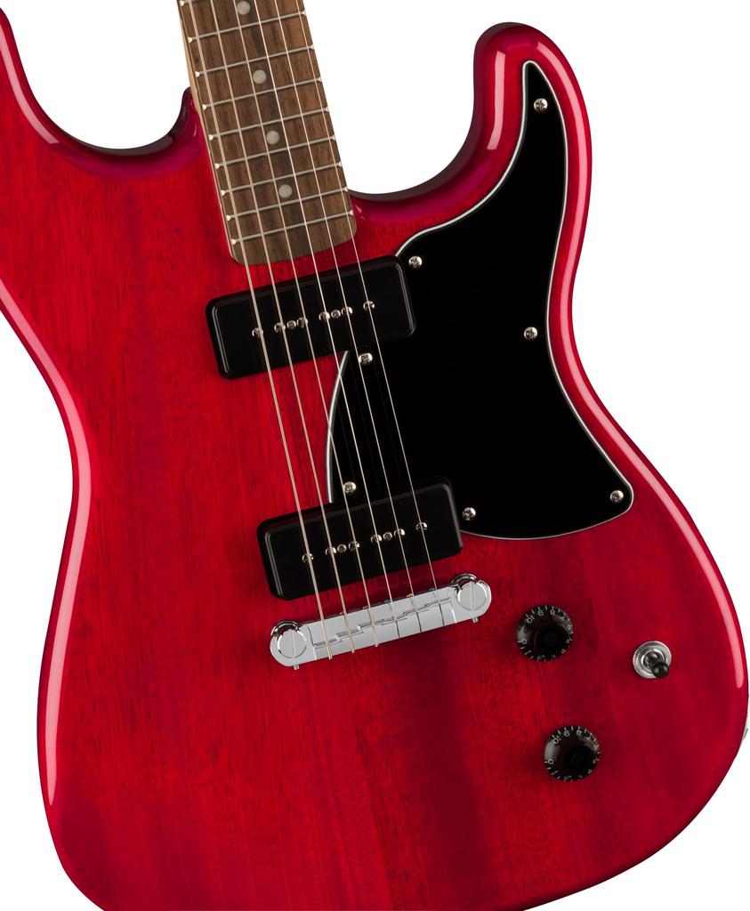 Squier by Fender Squier Electric Guitar Paranormal Laurel Black Crimson Red Transparent with Soft Case Strat-O-Sonic, Fingerboard, Pickguard,