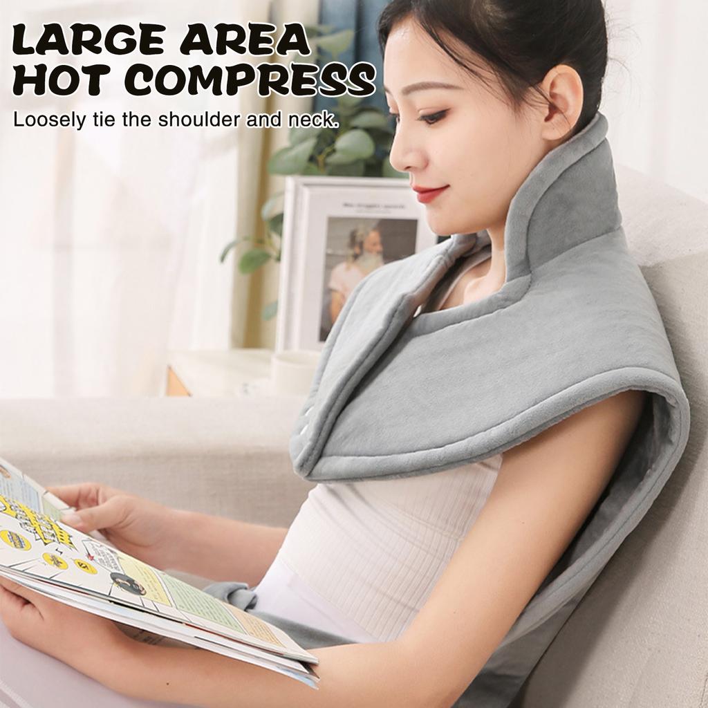 USB Electrically Heated Shoulder Pad with 9 Adjustable Heat Levels Heated Blanket for Neck and Shoulders Pain Relief