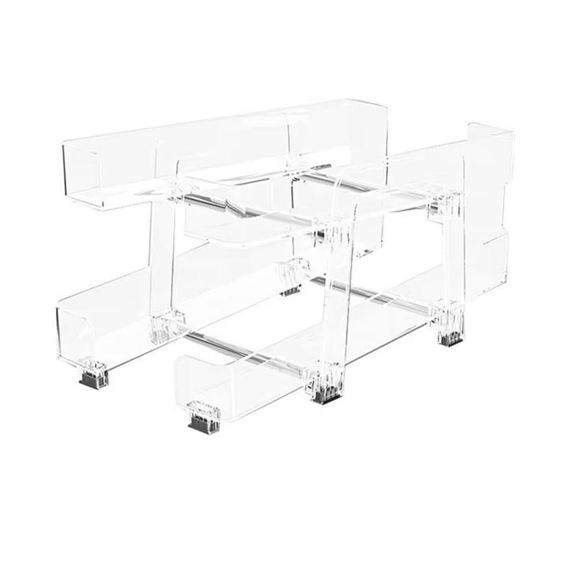 

ABWR-Can Dispenser Storage Organizer Bins Adjustable Rolling Can Organizer With Two Tiers Rolling Jar Boxes Kitchen Storage прозрачный