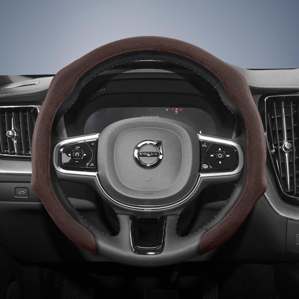 Suitable for Volvo Premium Suede Snap-On Steering Wheel Cover Anti-Slip Durable Xc60 Xc40 Xc90 S90 V60 S60 C40 Recharge V90 Cc Excellence V40 V70