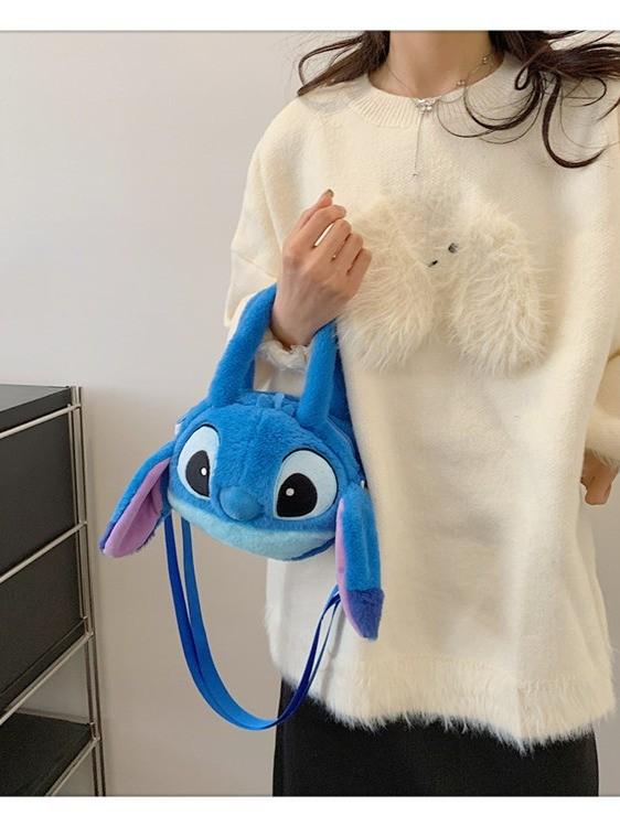 Stitch Plush Shoulder Bag Made Of Soft Material With Inner Pocket For Casual Use