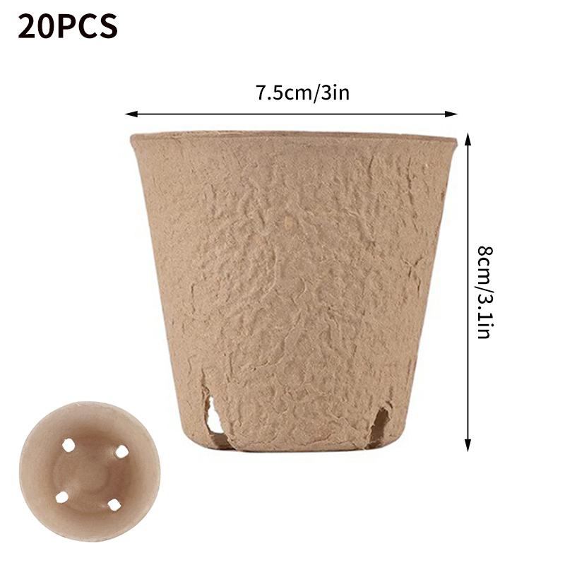 20PCS Seedling Cup Disposable Nursery Pots Paper Pulp Biodegradable Seedling Germination Cultivation Bowl Kit Plant Accessories