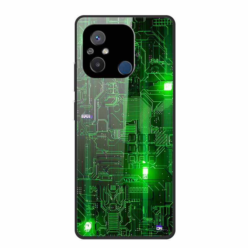 Gehärtetes Glas Case für Redmi 12C Rückabdeckung Hartschalen Case für Xiaomi Redmi 12C 4G Handyhülle Redmi12C Fundas 22120RN86G Cooler Stoßfänger
