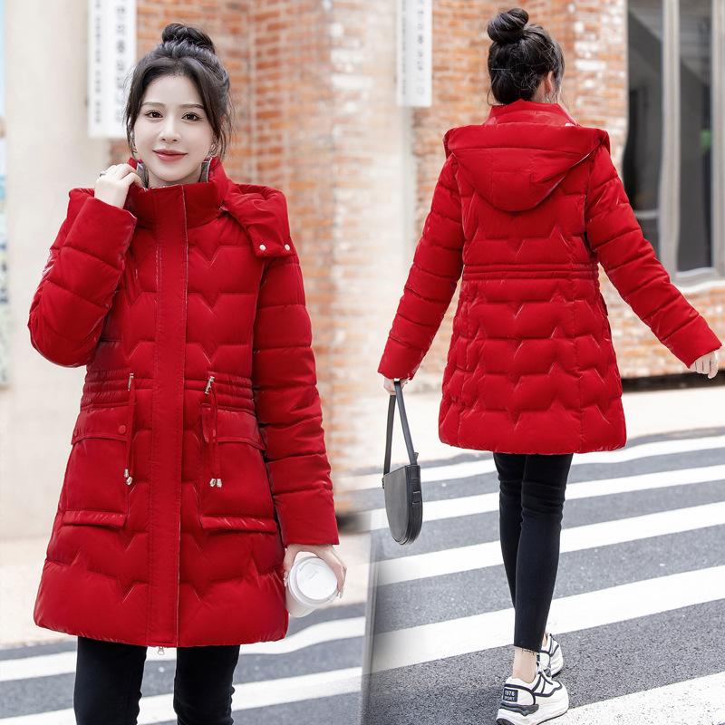 New Winter Padded Jacket Women's Mid-length Shiny Korean Loose Cotton Jacket Warm and Thickened Down Padded Jacket