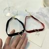 Trendy Crystal Circle Buckle Choker Necklace Lady's Sexy Velvety Clavicular Chain Chic Black/Wine Neck Jewelry
