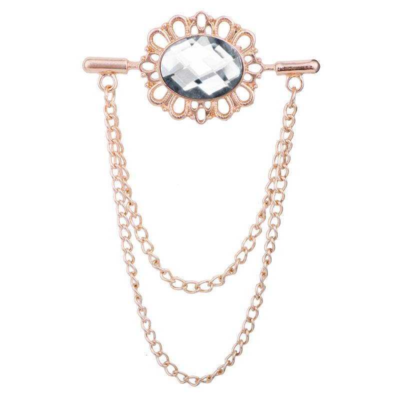 New Fashion Metal Crytal Tassel Brooch Shirt Collar Pin Scarf Buckle Badge Corsage Brooches for Women Men Jewelry Accessories