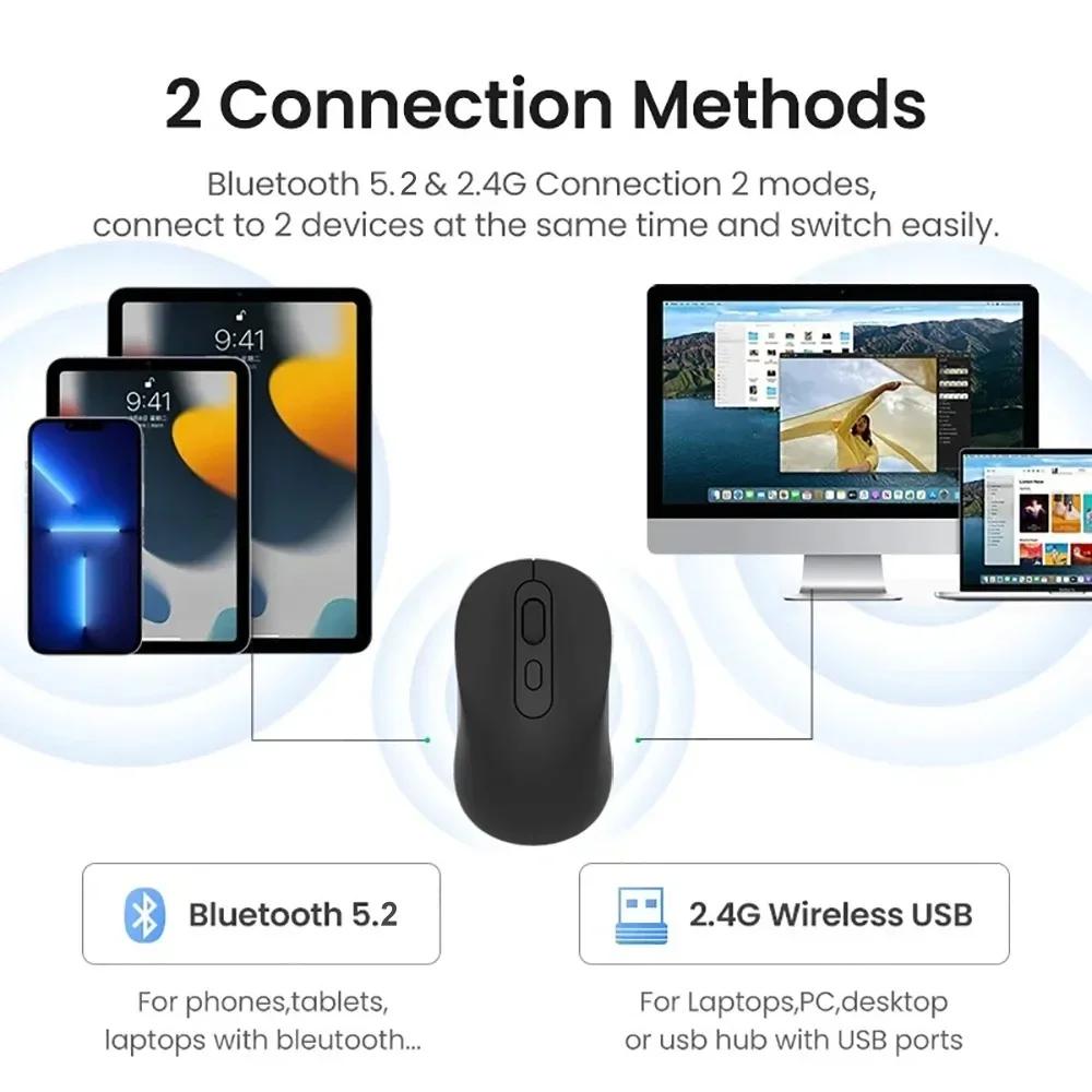 Ratón Inalámbrico 2.4G Ratón Bluetooth de Doble Modo Ratón para Gaming Ratón Recargable Ratones Silenciosos para Oficina PC Portátil