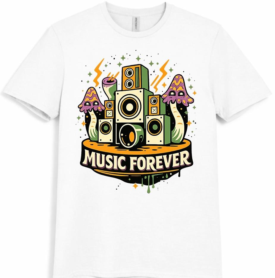Musik T-Shirt DJ Lautsprecher Forever Grafik Rave Festival Tee